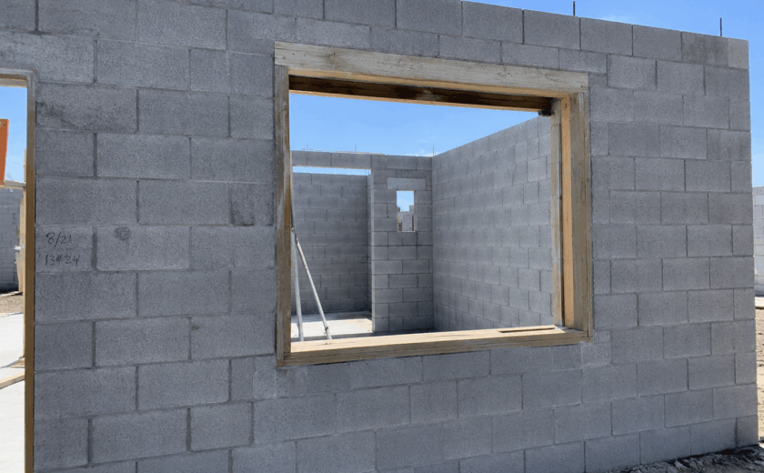 Window and door masonry openings measured in a Cape Coral concrete block home before window installation